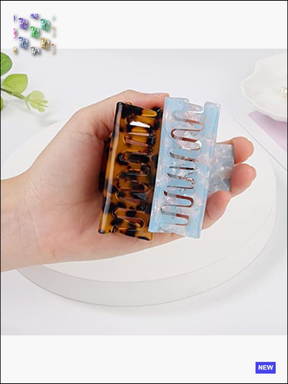 Hair Claw Clips Rectangle Shape 3 Inch Anti-Slip Teeth for Thick Hair 8 Pack - Picture 6 of 7